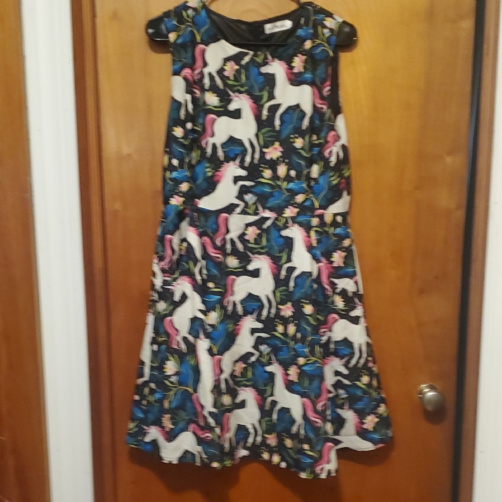 Colorful Unicorn Patterned Womens Dress
